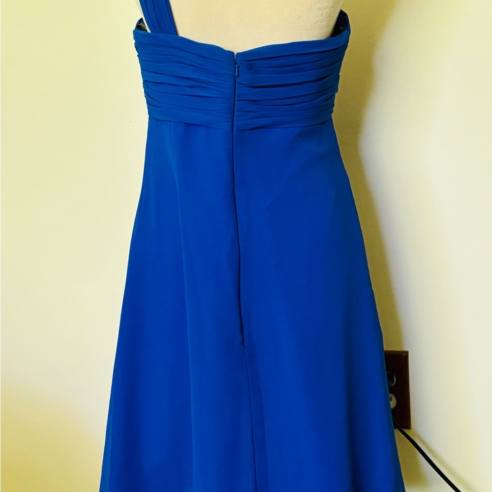 Bill Levkoff Sample Size US 12 One Shoulder Blue Wrap Detail Formal Mini Dress - Picture 8 of 15